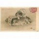 carte postale ancienne ANIMAUX. Chat. Deux petits Chatons et Poussins 1907