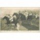 carte postale ancienne CHEVAUX. Steeple Chasing à Sandown par Eleanor Wigram pour le Salon de 1908. Course de Chevaux et Tiercé