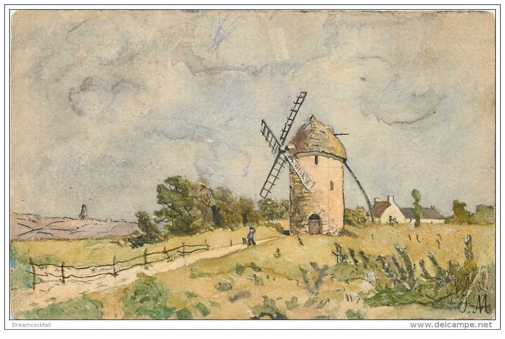 MOULIN A VENT. Carte dessinée ou peinte à la main ?... par JM