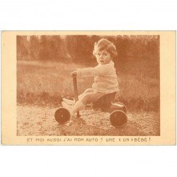 carte postale ancienne ENFANTS. Fillette et tricycle. Publicité La Samaritaine