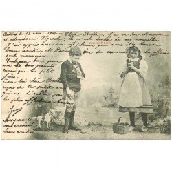 carte postale ancienne ENFANTS. L'Angélus 1903