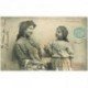 carte postale ancienne ENFANTS. Le Compliment 1904 ou Complimensonge...