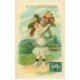 carte postale ancienne ENFANTS. Doux souvenir jeune fille avec vase et fleurs 1908