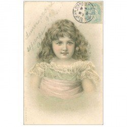 carte postale ancienne ENFANTS. Jeune fille avec une superbe chevelure 1905