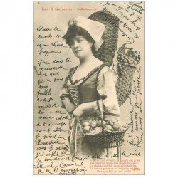 carte postale ancienne FEMMES. L'Automne des 4 Saisons 1903 par Bergeret. Plis coin droit