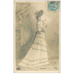 carte postale ancienne FEMMES. Madame Degaby 1905 pour Vaudeville avec éventail