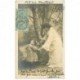 carte postale ancienne SUPERBE FEMME. Et ses Fillettes dans un Bois 1904