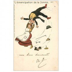 carte postale ancienne Carte humoristique 1904. L'émancipation de la Femme... Edition Marcovici