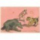 carte postale ancienne HUMOUR. L'Ours moscovite contre le Chien Mikado