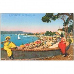 carte postale ancienne MODE. Les Pyjamas à Juan Les Pins par Adia