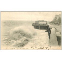 carte postale ancienne 14 VILLERVILLE. Effet de Mer 1906