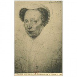 carte postale ancienne Biblothèque Clouet. Isabeau de HAUTEVILLE femme du Cardinal de Chtillon