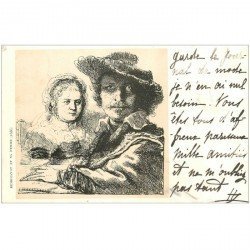 Carte Précurseur 1899. Artistes Peintres. Rembrandt et sa Femme