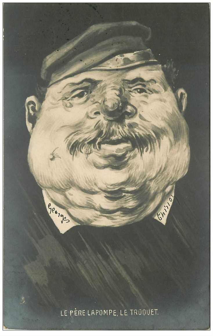 Illustration Tuck. Le Père Lapompe le Troquet en forme de Poire 1903. Politique Satyrique
