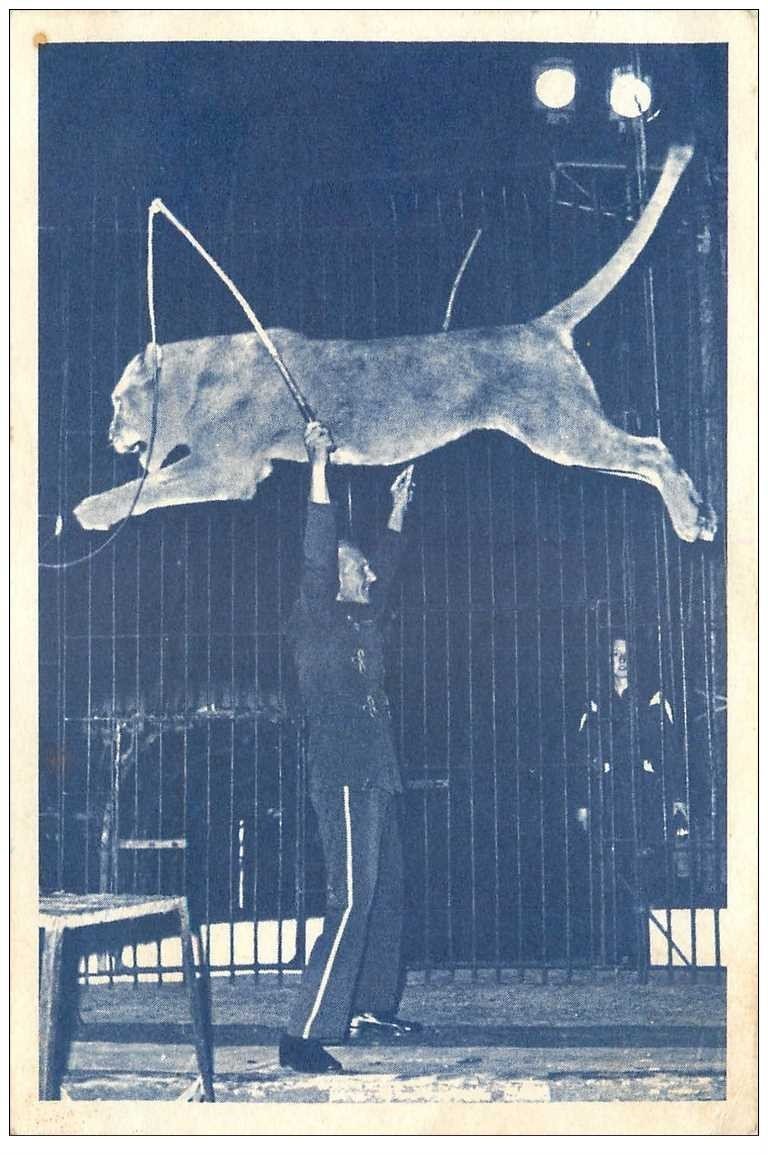 carte postale ancienne CIRQUE. Sydney Howes et ses Lions sauvages au Radio Circus Dompteur