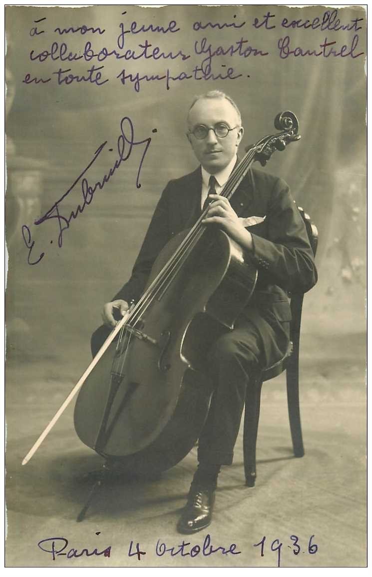 MUSIQUE ET MUSICIEN. Dubreuil Contrebassiste. Carte Photo 1936 adressée à Cantrel