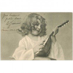 carte postale ancienne MUSIQUE ET MUSICIENS. La joueuse de Mandoline 1904