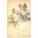 carte postale ancienne MUSIQUE ET MUSICIENS. Trio Musiciennes Chanteuses. Papier velin bords dentelés 1904