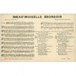 carte postale ancienne MUSIQUE. Partition de Mad'moiselle Bonsoir par Mercier