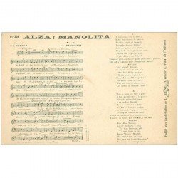 carte postale ancienne PARTITION PAROLES ET MUSIQUES. Alza Manolita Daniderff