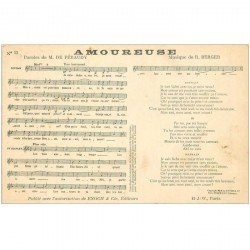 carte postale ancienne PARTITION PAROLES ET MUSIQUES. Amoureuse par Berger