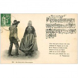 carte postale ancienne PARTITION PAROLES ET MUSIQUES. La Bourrée d'Auvergne