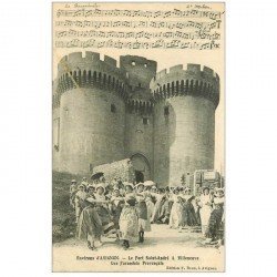 carte postale ancienne PARTITION PAROLES ET MUSIQUES. La Farandole à Villeneuve 1917