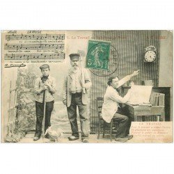 carte postale ancienne PARTITION PAROLES ET MUSIQUES. La Muse le travail en sabot 1911