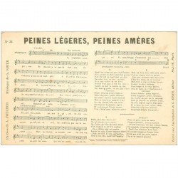 carte postale ancienne PARTITION PAROLES ET MUSIQUES. Peines légères paines amères par Foucher