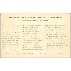 carte postale ancienne PARTITION PAROLES ET MUSIQUES. Pour payer son terme par Gerny Esse