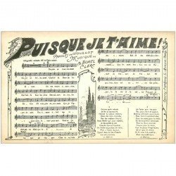 carte postale ancienne PARTITION PAROLES ET MUSIQUES. Puisque je t'aime par Borel Clerc