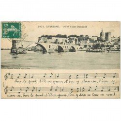 carte postale ancienne PARTITIONS PAROLES ET MUSIQUES. Avignon Pont Saint Benezet 1910