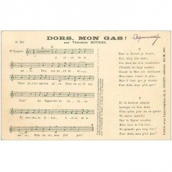 carte postale ancienne PARTITIONS PAROLES ET MUSIQUES. Botrel dors mon Gas