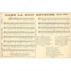 carte postale ancienne PARTITIONS PAROLES ET MUSIQUES. Dans la Nuit rêveuse Berard