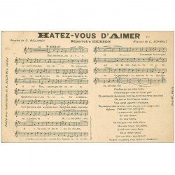 carte postale ancienne PARTITIONS PAROLES ET MUSIQUES. Hatez vous d'aimer Dickson