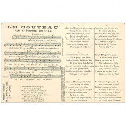 carte postale ancienne PARTITIONS PAROLES ET MUSIQUES. Le Couteau par Botrel