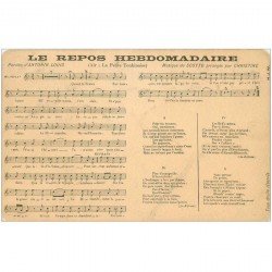 carte postale ancienne PARTITIONS PAROLES ET MUSIQUES. Le Repos hebdomadaire la Petite Tonkinoise Scotto