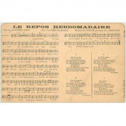 carte postale ancienne PARTITIONS PAROLES ET MUSIQUES. Le Repos hebdomadaire la Petite Tonkinoise Scotto