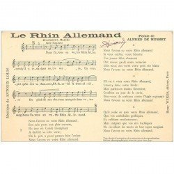 carte postale ancienne PARTITIONS PAROLES ET MUSIQUES. Le Rhin Allemand Musset