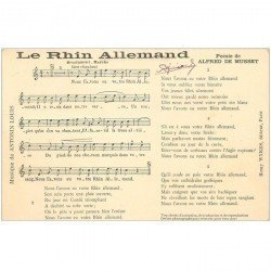 carte postale ancienne PARTITIONS PAROLES ET MUSIQUES. Le Rhin Allemand Musset