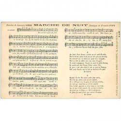 carte postale ancienne PARTITIONS PAROLES ET MUSIQUES. Marche de Nuit Popy