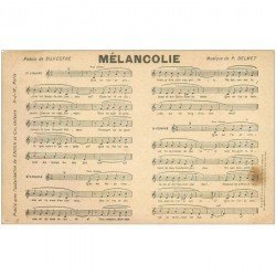 carte postale ancienne PARTITIONS PAROLES ET MUSIQUES. Mélancolie Delmet