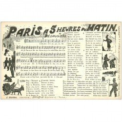 carte postale ancienne PARTITIONS PAROLES ET MUSIQUES. Paris à 5 heures du Matin par Désaugiers