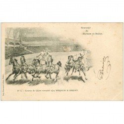 carte postale ancienne SPECTACLE LE CIRQUE. Barnum et Bailey. Course de Chars romains avec Chevaux n° 4 vers 1900