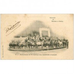 carte postale ancienne SPECTACLE LE CIRQUE. Barnum et Bailey. Performance de 70 Chevaux et Dresseur n°2 vers 1900