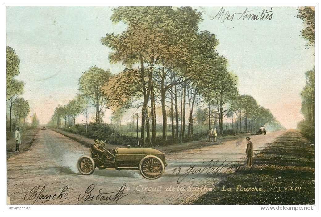 carte postale ancienne SPORTS. Courses Automobiles. Circuit de la Sarthe (72) La Fourche 1906
