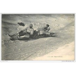 carte postale ancienne SPORTS D'HIVER. La Luge à quatre ou Bobsleigh