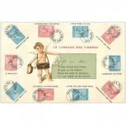 carte postale ancienne Le Langage des Timbres avec Angelot Facteur. Qq ridules