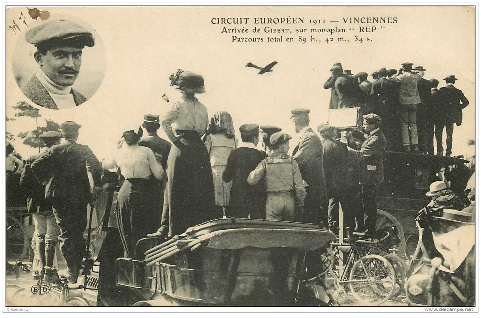AVIATION. 1911 Vincennes 94. Arrivée Pilote Gilbert sur Monoplan REP Aéroplane et Circuit