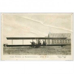 carte postale ancienne AVIATION. Avion Farman de Bombardement 840 cv. Carte Photo craquelée